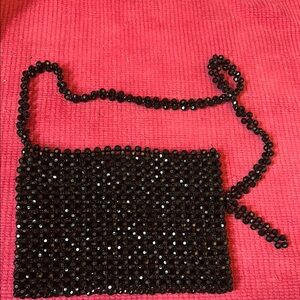 Elegant Black Beaded Women's Bag